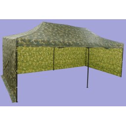 Pavilion de grădină 3x6m – din oțel, 3 pereţi laterali, Camuflaj
