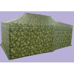 Pavilion de grădină 3x6m – din oțel, 4 pereţi laterali, Camuflaj