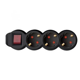 Prelungitor Prelungitor 3 prize cu intrerupator, 3m, 3x1,5mm2, negru