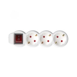 Prelungitor Prelungitor 3 prize, intrerupator, 3 m, 3x1,5mm2, alb