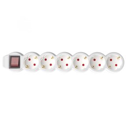 Prelungitor Prelungitor 6 prize, intrerupator, 10 m, 3x1,5mm2, alb