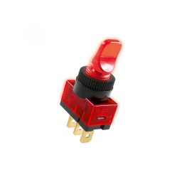 Comutator basculant cu bec, 12V, 1 circuit, roşu