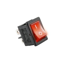 Comutator basculant cu bec, 250V, 2 circuite, roşu