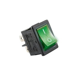 Comutator basculant cu bec, 250V, 2 circuite, verde