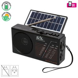 Radio hibrid solar, BT/USB/SD