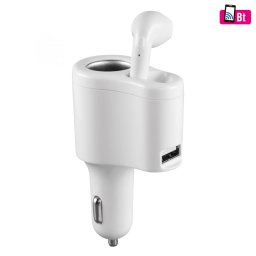 Casca bluetooth cu incarcator auto SABT 31, 20 - 20000 Hz, Alb