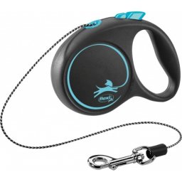 Lesa Flexi Black design, Retractabila, cu Snur, XS, 3m/8kg, Albastru