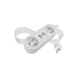 Prelungitor cu 2 prize, 2 porturi USB-A și 1 port USB-C, 1,4 m