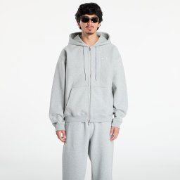 Hanorac Nike Solo Swoosh Men's Full-Zip Fleece Hoodie Dk Grey Heather/ Lt Smoke Grey/ White