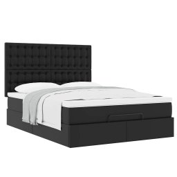 Cadru pat otoman cu saltea neagra 140x200cm piele artificiala GartenMobel Dekor