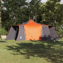 Cort cu acoperis Gri si Portocalie 492 x 492 x 275 cm Poliester GartenMobel Dekor