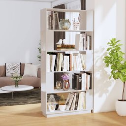 Biblioteca/Separator camera, alb, 80x25x132 cm lemn masiv pin GartenMobel Dekor