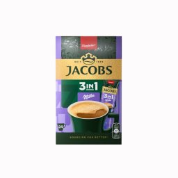 Mix de cafea solubila si cacao, Jacobs 3in1 Milka, 24 plicuri x 12.4 g