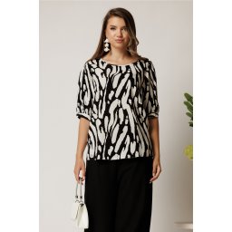 Bluza neagra cu imprimeuri albe lejera din viscoza