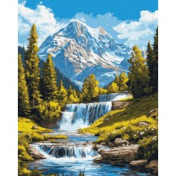 Set pictura pe numere, cu sasiu, Inima verde a muntelui, 40x50 cm