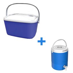 Set lada frigorifica si termos Kale Termos BUZZI 77774, 20+4.5 L, Robinet de turnare, Maner, Izolatie poliuretanica, Albastru/Alb
