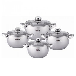 Set oale Oliver Voltz OV51210G8B, 8 piese, Fund multistrat, Inductie, Otel inoxidabil, Argintiu