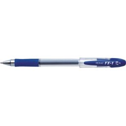Pix cu gel PENAC FX-1, rubber grip, 0.7mm, con metalic, corp transparent - scriere albastra