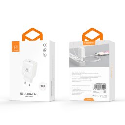 Incarcator de retea 3A PD Ultra Fast 18W Type-C White (plug EU)