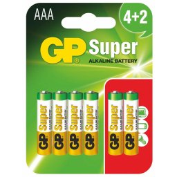 Baterie GP Batteries, Super Alcalina AAA (LR03) 1.5V alcalina, blister 6 buc. "GP24A4/2-2UE6" "GPPCA24AS065" - 333586 (include TV 0.48lei)
