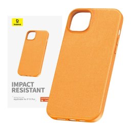 Husa Carcasa de telefon pentru iPhone 15 Plus Baseus Fauxther Series (portocaliu)
