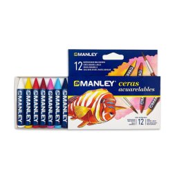 Articole pentru scoala Creioane cerate pe baza de apa, cutie carton, metalice, 12 culori/set -Manley
