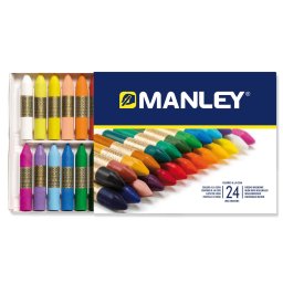Articole pentru scoala Creioane cerate, cutie carton, 24 culori/cutie - Manley