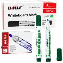 Accesorii birotica Set de markere verzi pentru tablă, ștergătoare chimice, 12 buc.