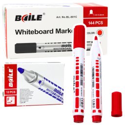 Accesorii birotica Set markere pentru tablă cu ștergere uscată, roșii, 12 buc.