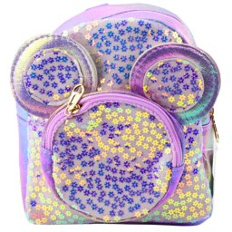 Accesorii birotica Rucsac pentru copii cu paiete, urechi de șoarece, violet, 22 cm, 3 l