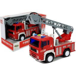 Mașină de pompieri cu tractor, scară, roșie 1:20 cu sunet