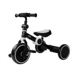 Bicicletă de echilibru cu pedale, tricicletă, alb-negru