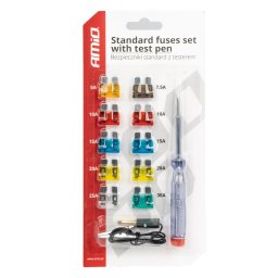 Set siguranțe standard 10 buc + tester de tensiune amio-03523