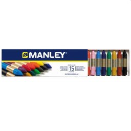 Articole pentru scoala Creioane cerate, cutie carton, 15 culori/cutie - Manley