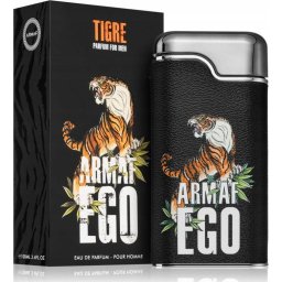 Armaf Ego Tigre - Apă de parfum (EDP), 100 ml - Categorie olfactivă: Chypre-fruity - Note vârf: Note acvatice, Ananas, Bergamotă, Măr - Note mijloc: Patchouli, Trandafir, Iasomie - Note bază: Mușchi de stejar, Ambergris, Mosc, Amber, Vanilie