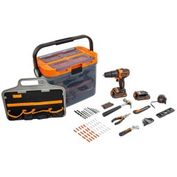 BLACK+DECKER cordless impact drill BCKSB04, 18Volt (orange/black, 2x Li-ion battery 1.5Ah, storage box, 78-piece accessory set)