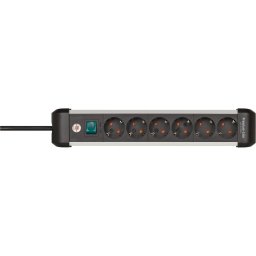 Prelungitor Brennenstuhl Premium-Alu-Line power strip 6-way (black/silver, 3 meters, with safety switch)