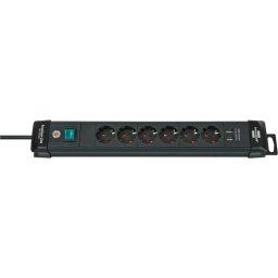 Prelungitor Brennenstuhl Premium-Line power strip 6-way (black, 3 meters, 2x USB)