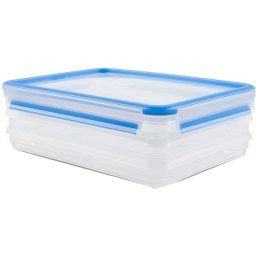 Emsa CLIP & CLOSE cold cuts box system 1.0 liter, 4-piece, can (transparent/blue, rectangular)