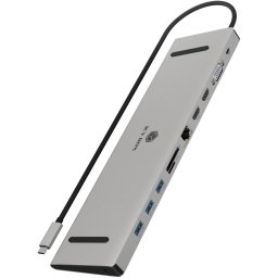 Docking Station USB-C 61145 - USB-C, 3x USB-A, 2x HDMI, VGA, RJ-45 Gigabit LAN, Argintiu - Compatibil MacBook