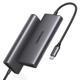 Hub USB-C la 2x Type-C, 2x USB, HDMI, TF, SD Card, 10Gbps, 4K, 100W