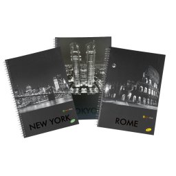 Caiet cu spirala, A4, 70 file, 70gsm, coperta carton 300gsm, design cities by night - matematica