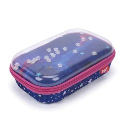 Penar Penar cu fermoar ZIPIT Playful Clear Top Box - Pink Stars