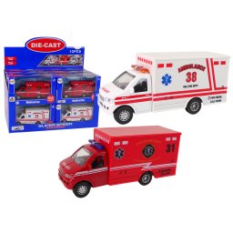 Mașină vehicul de salvare, ambulanță, acționare prin fricțiune, 2 culori