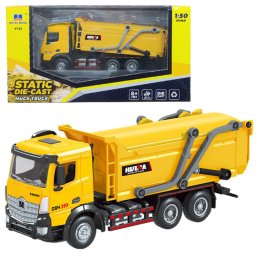 Camion de gunoi metalic mobil Huina galben 1:50
