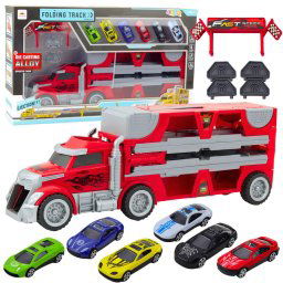 Set de camion pliabil cu pistă de curse cu 6 mașini
