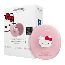 Perie de curatare faciala 3 in 1 cu maner cu APP Hello Kitty roz
