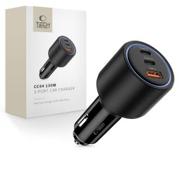 CC04 2x USB-C + USB-A PD 130W Negru
