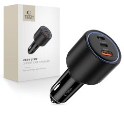CC04 2x USB-C + USB-A PD 175W Negru