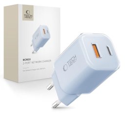 Incarcator de retea 1xUSB-A + 1xUSB-C QC3.0 PD 33W Albastru